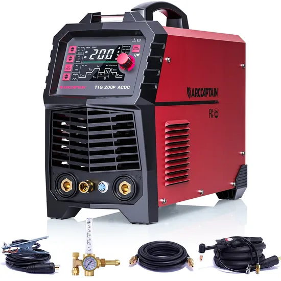 Aluminum 7/1acdc TIG Welder Pulse 200AMP TIG Welding Machine Arccaptain110V/220V TIG Welder Soldadora Tigprotable Acdc Argon Multiprocess Pedal Support in Stock 